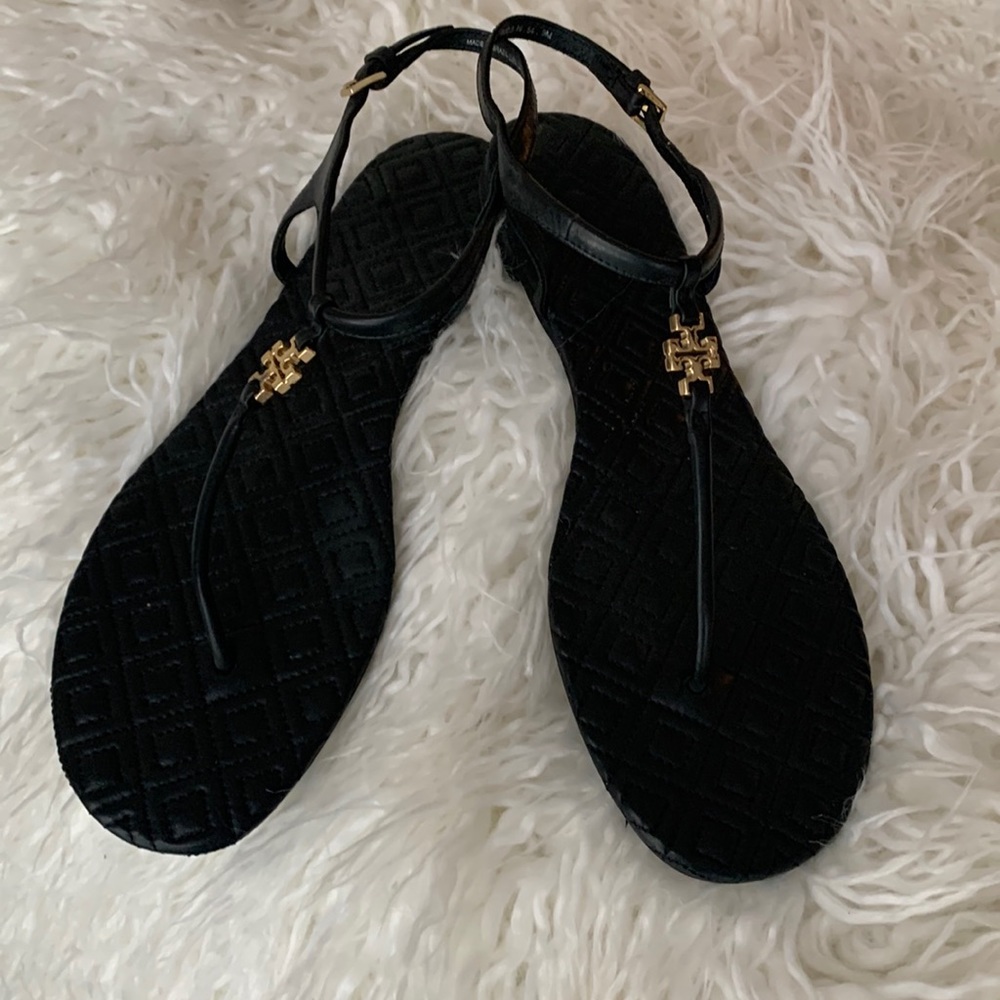 Tory Burch black leather sandals. Size 9. New without tags.